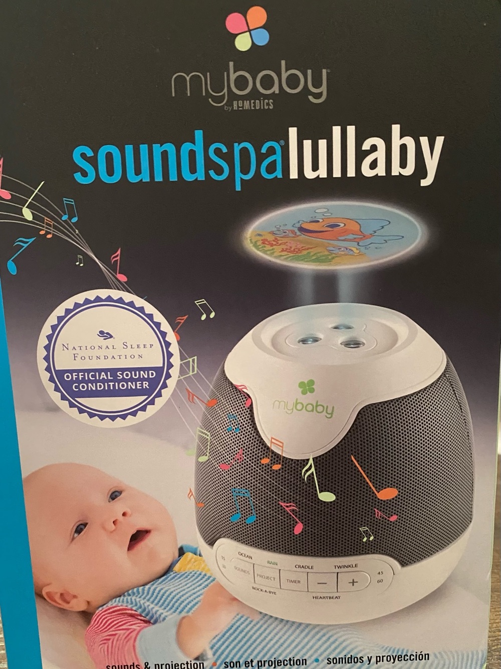 Soundspa Lullaby White and Gray Baby Sound Machine and Projector